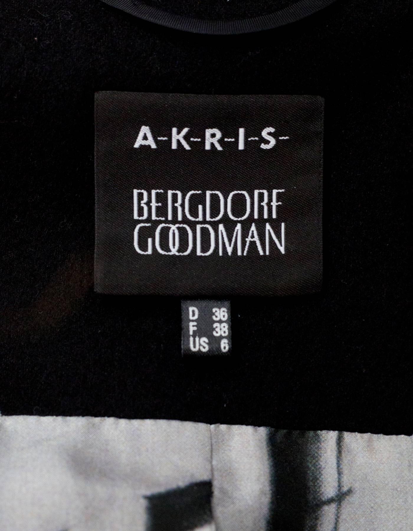 Women's Akris Black Cashmere Exclusive Bergdorf Goodman 111th Anniversary Coat Sz US 6