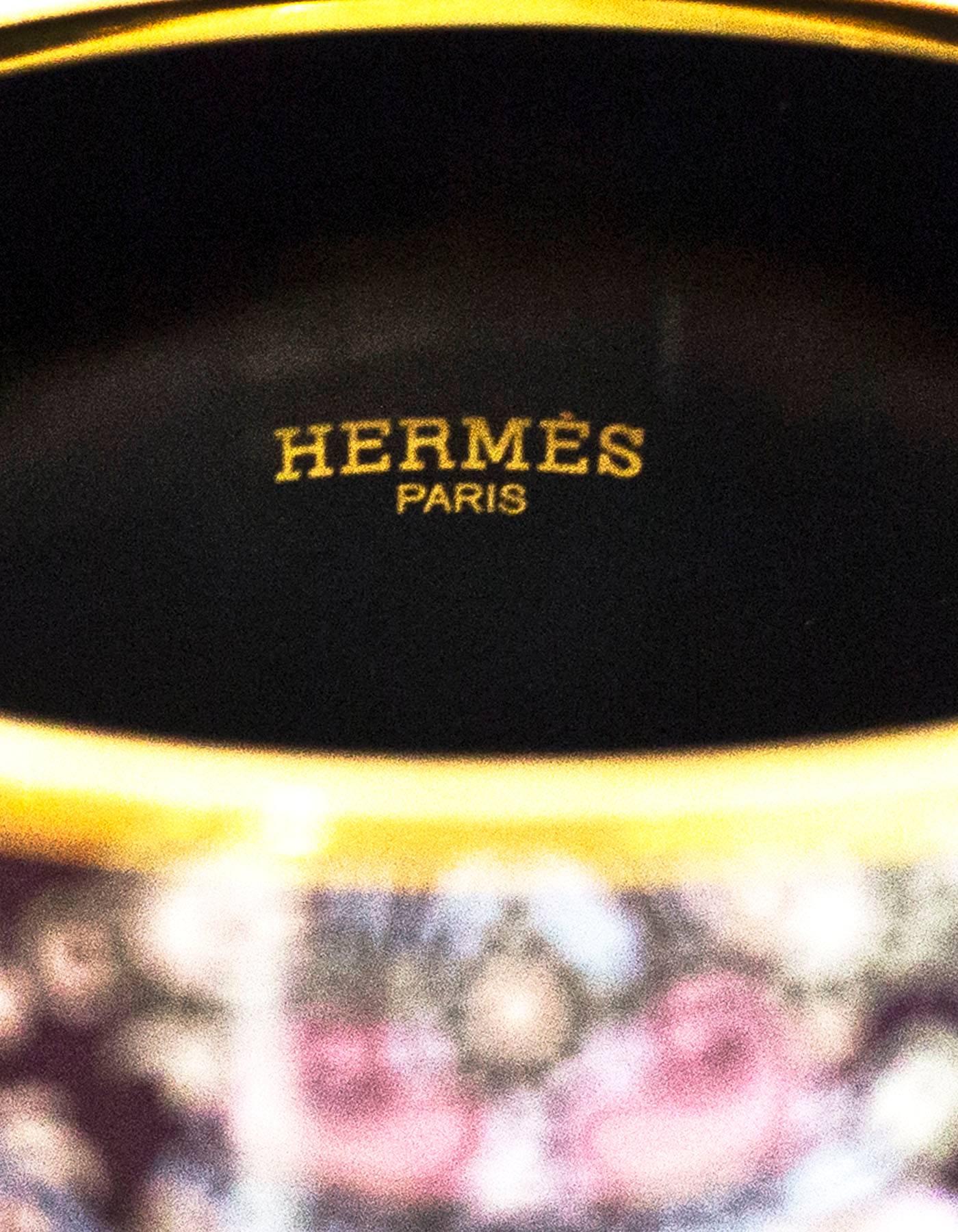 Hermes Brown, Pink & Blue Extra Wide Enamel Bangle Bracelet Sz 65/ Small 1