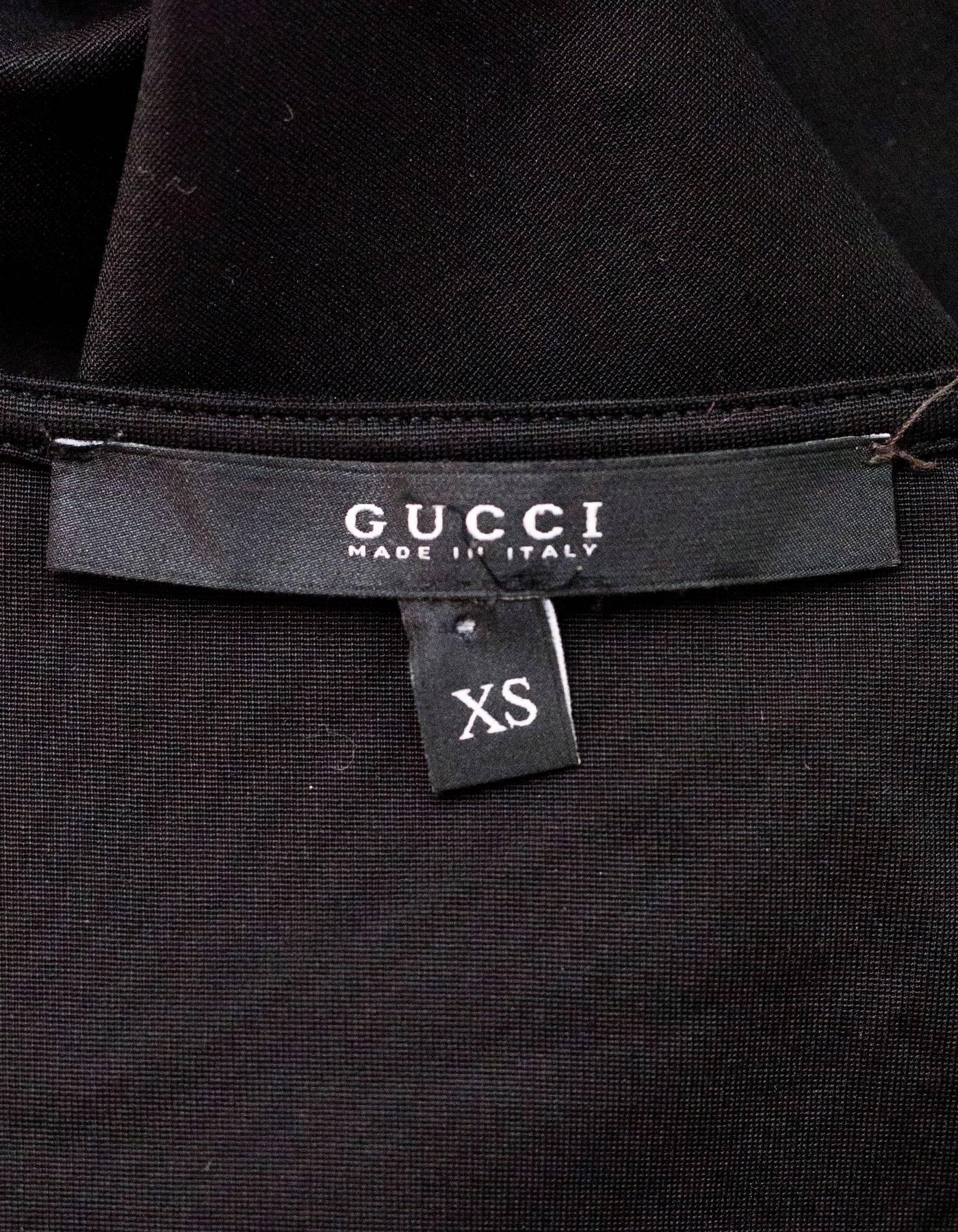 Women's Gucci Black Sleeveless V-Neck Dress With Bamboo Belt Sz XS