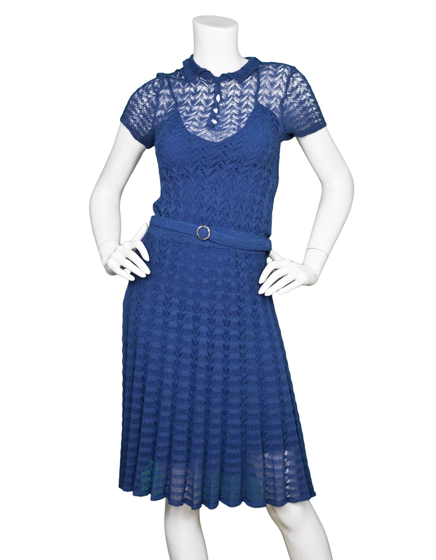 Ralph Lauren Blue Crochet Dress Sz US2

Made In: China
Color: Blue
Composition: 75% viscose, 25% nylon
Lining: 95% Silk, 5% elastane
Closure/Opening: Pull over
Exterior Pockets: None
Interior Pockets: None
Overall Condition: Very good pre-owned
