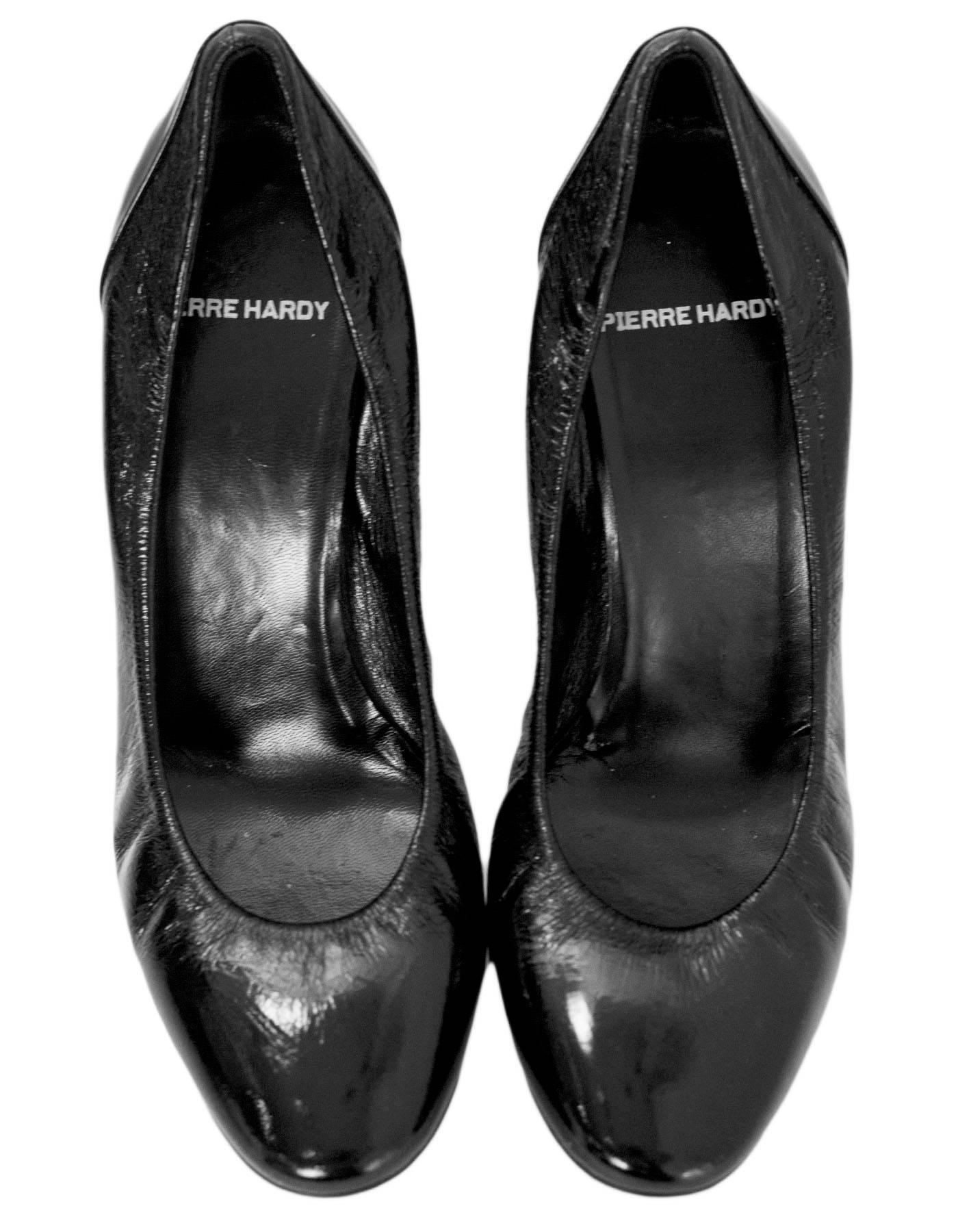 Pierre Hardy Black Patent Leather Pumps Sz 37.5 with Box In Excellent Condition In New York, NY