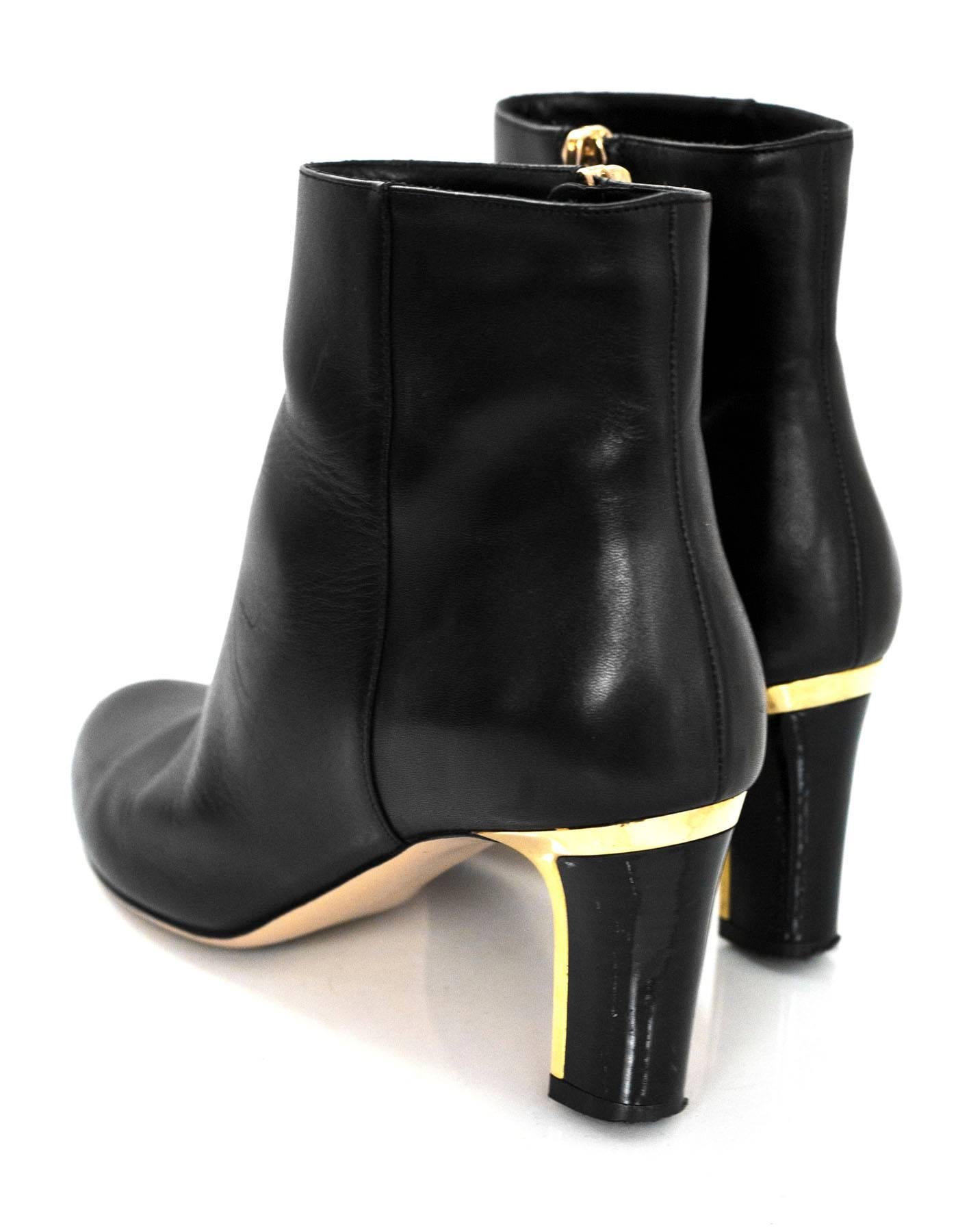 Salvatore Ferragamo Black Leather Ankle Boots Sz 6 In Excellent Condition In New York, NY