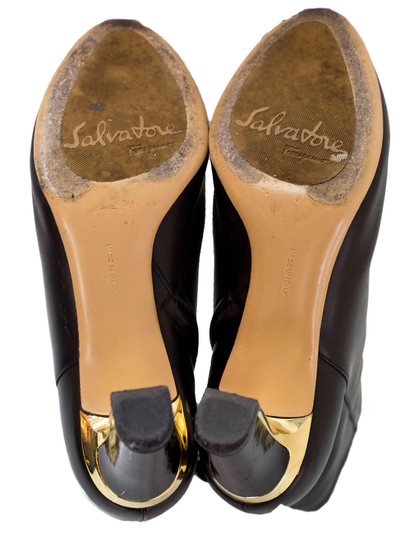 Women's Salvatore Ferragamo Black Leather Ankle Boots Sz 6