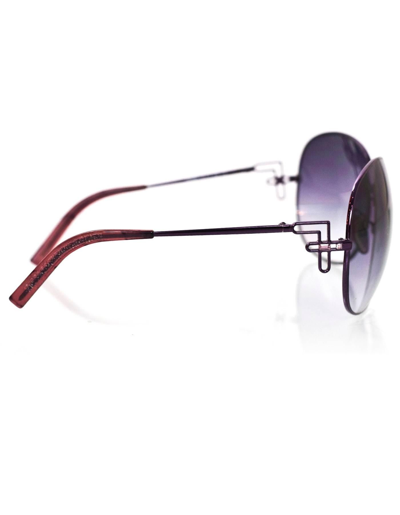 Women's Fendi Purple Round Sunglasses with Case
