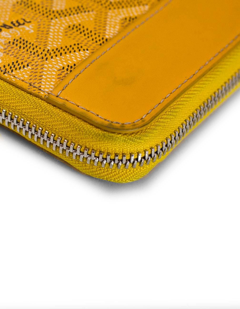 Women's Goyard Yellow Chevron Matignon Zip Around GM Wallet