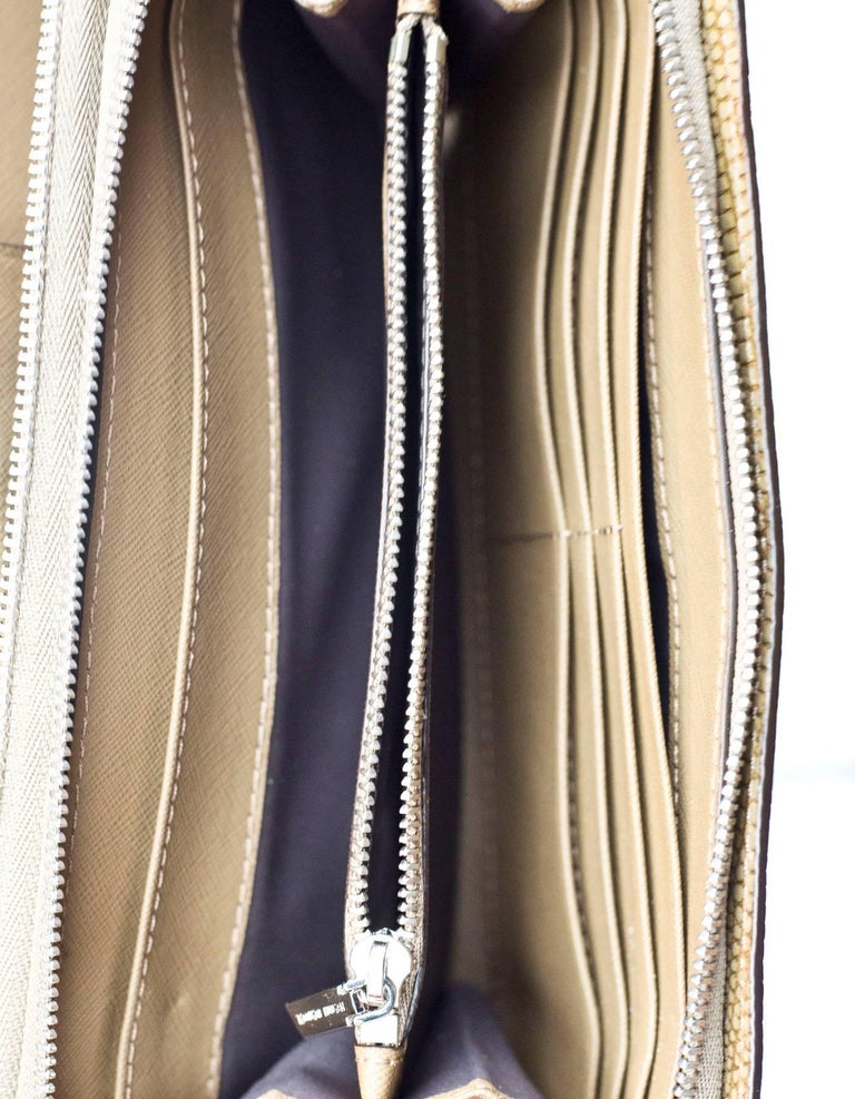 Henri Bendel Tan Embossed Lizard Dalton Travel Wallet and Clutch For