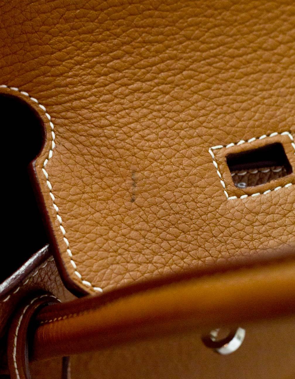 Hermes Gold Tan Clemence Leather 40cm Birkin Bag In Good Condition In New York, NY