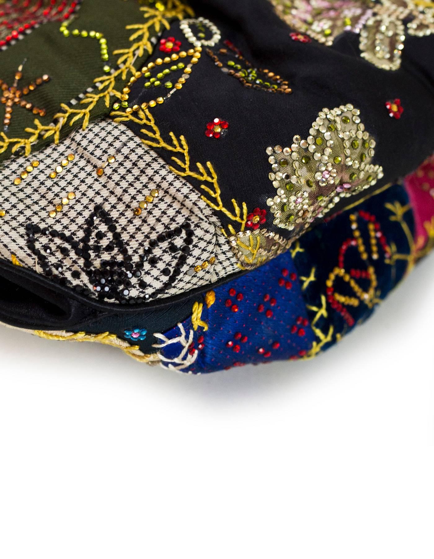 Women's Judith Leiber Multicolor Silk & Crystal Embroidered Clutch/Crossbody Bag