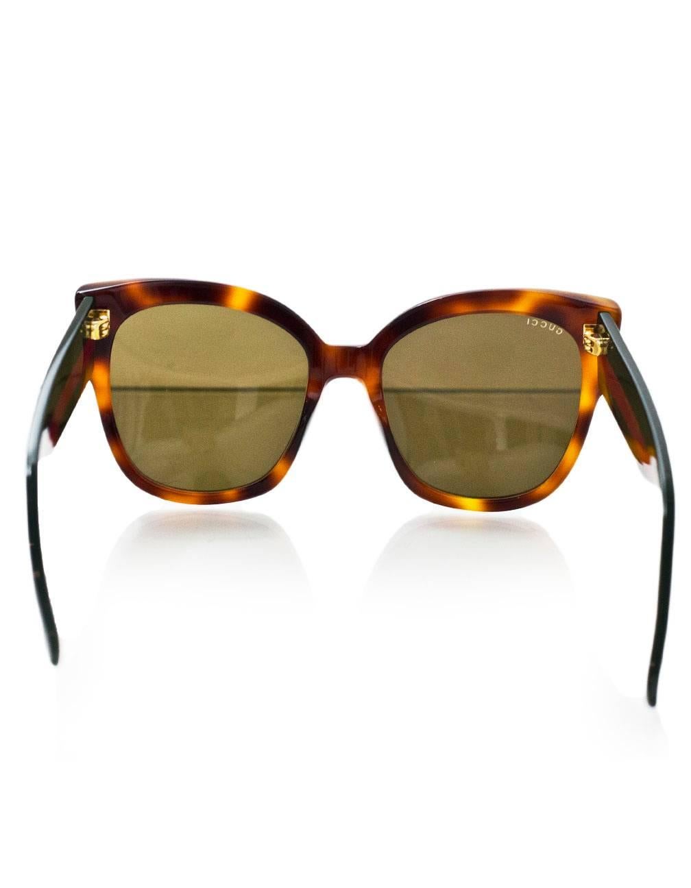 Gucci '17 Tortoise Square-Frame Acetate Sunglasses with Studded Web NEW In Excellent Condition In New York, NY