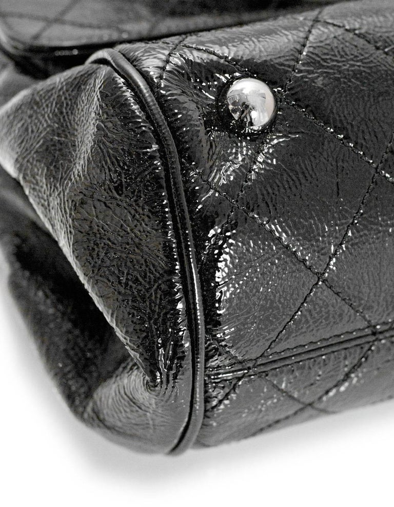 Chanel Black Crackled Patent Leather Ritz Quilted Flap Bag For Sale at ...