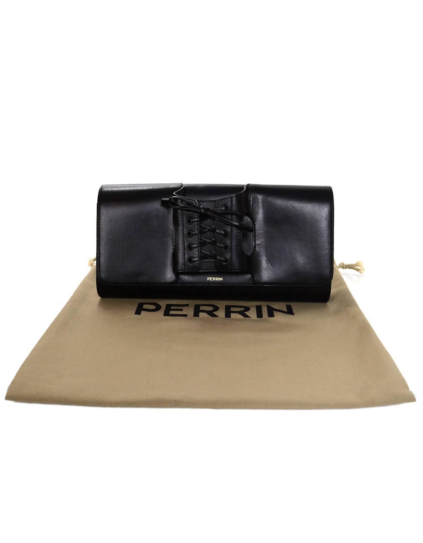 Perrin Black Calf Leather Le Corset Glove Clutch Bag  2