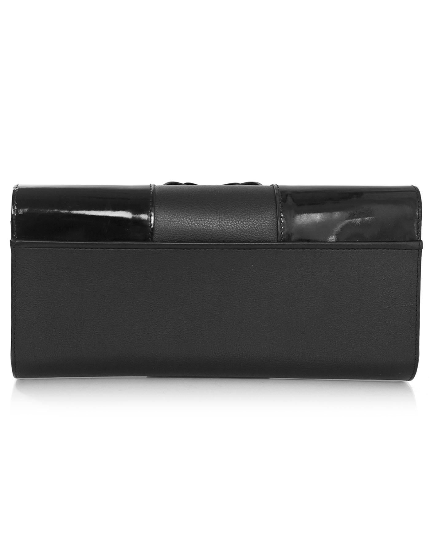Perrin Black Patent & Calf Leather Le Cabriolet Glove Clutch Bag  3