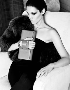 Perrin Black Patent & Calf Leather Le Cabriolet Glove Clutch Bag