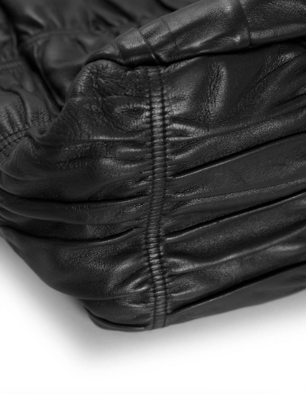 Women's Prada Black Nappa Gaufre Leather Sacca Hobo Bag