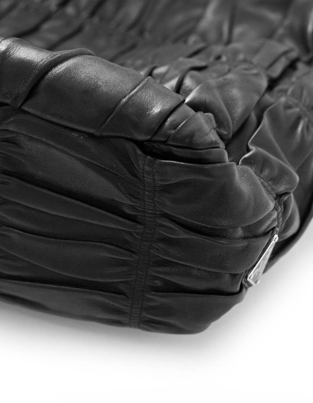 Prada Black Nappa Gaufre Leather Sacca Hobo Bag 1