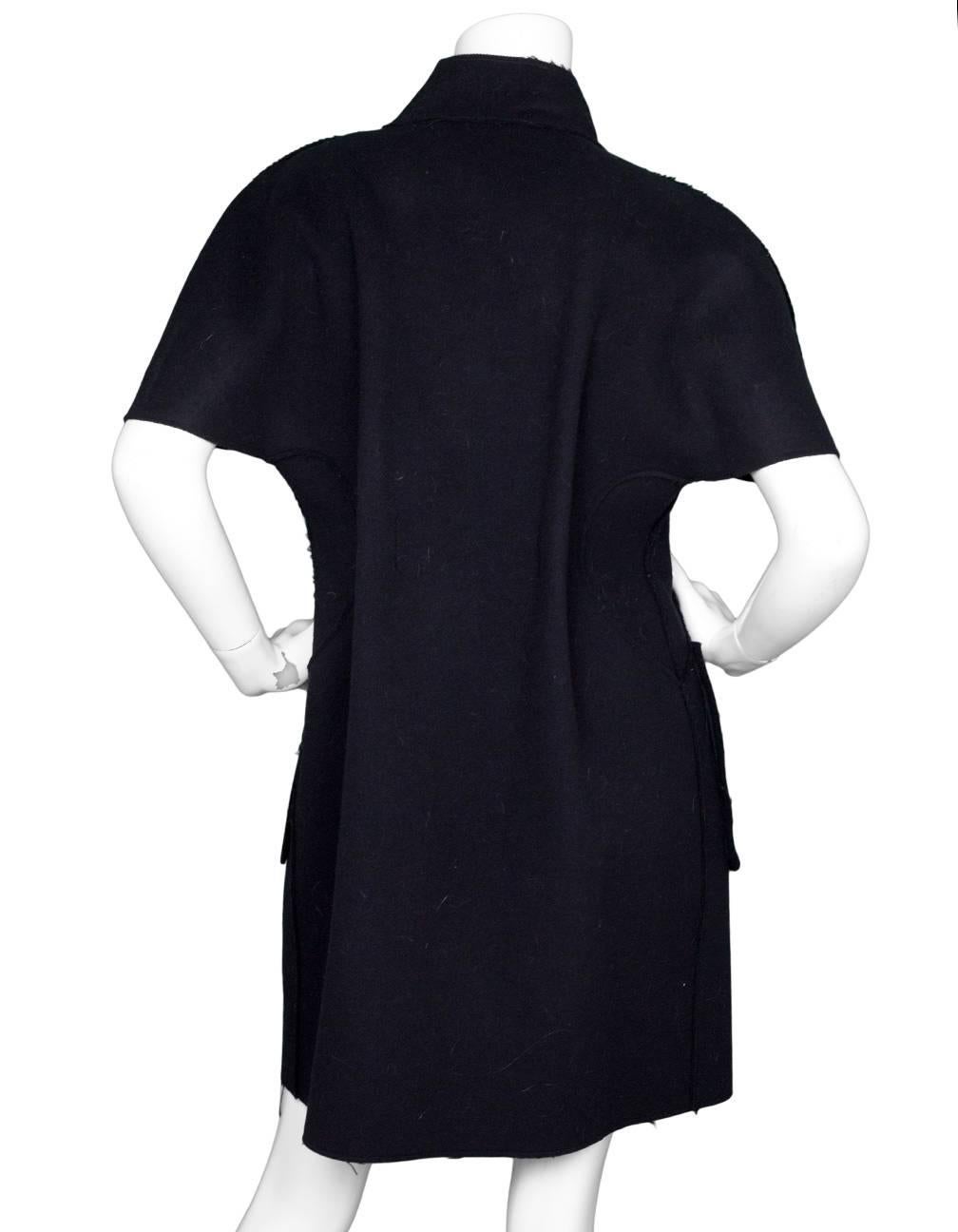 Black Marni Navy Wool Short Sleeve Coat Sz IT40