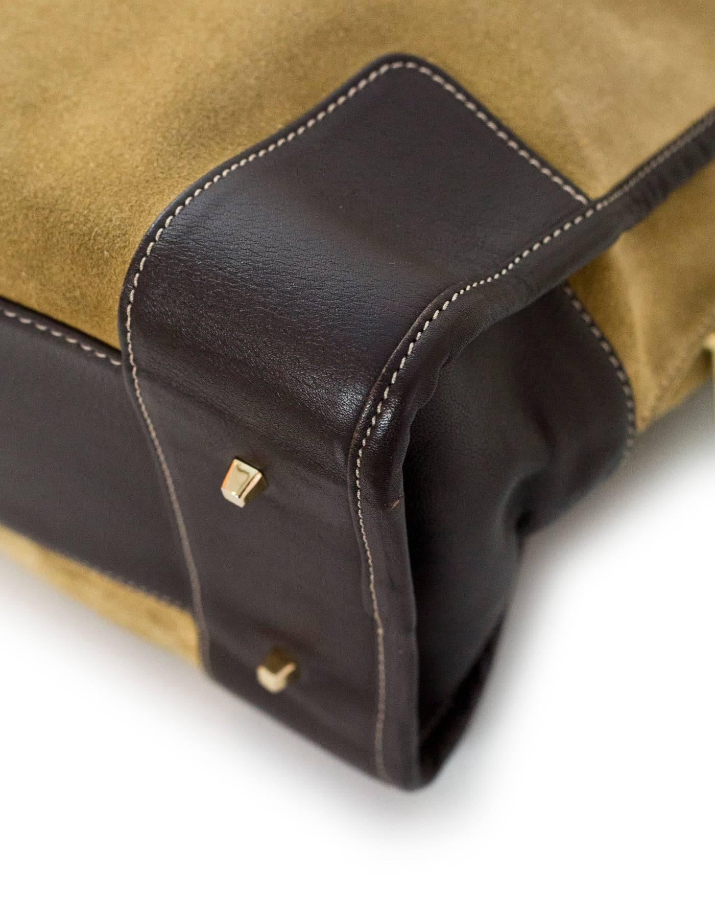Women's Loewe Beige Gold Suede & Brown Leather Amazona 28 Handle Bag