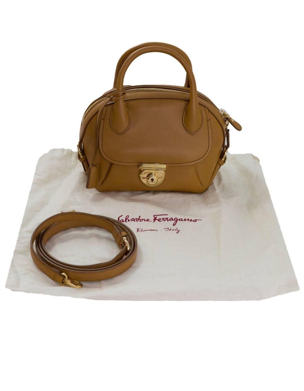 Salvatore Ferragamo Camel Leather Mini Fiamma Crossbody Bag rt. $1, 750 3