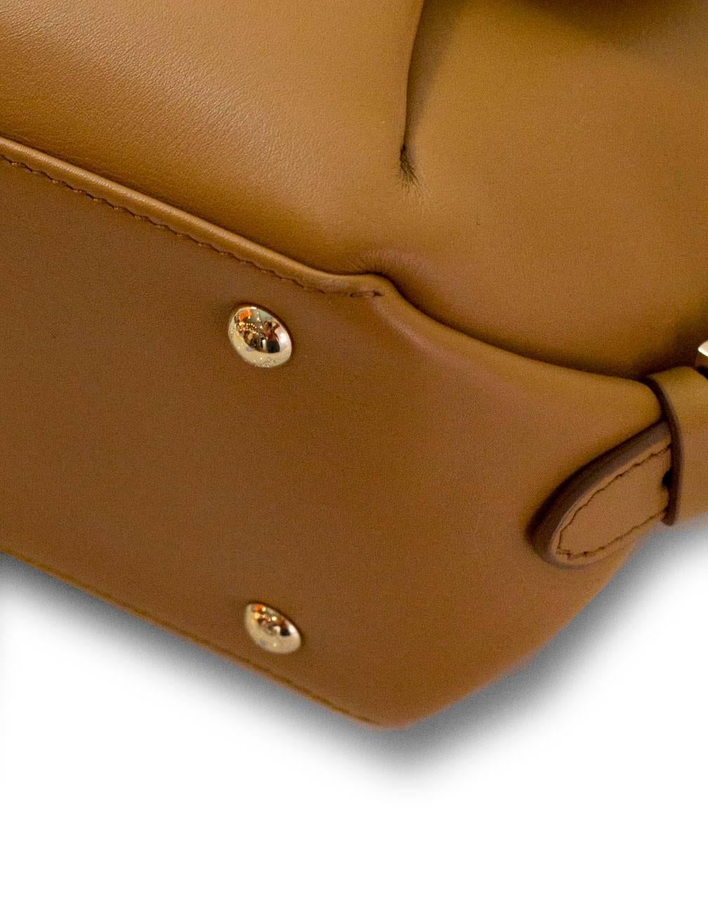 Salvatore Ferragamo Camel Leather Mini Fiamma Crossbody Bag rt. $1, 750 In Excellent Condition In New York, NY