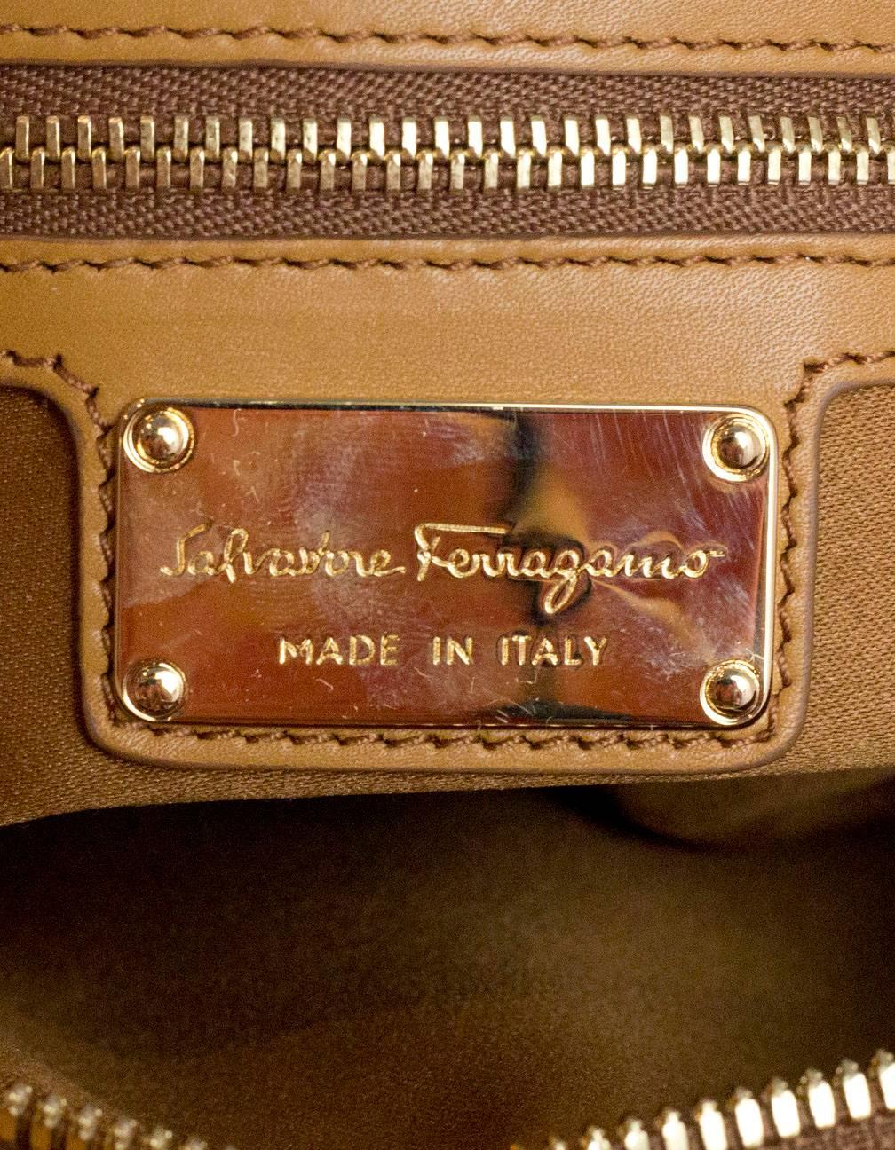 Women's Salvatore Ferragamo Camel Leather Mini Fiamma Crossbody Bag rt. $1, 750