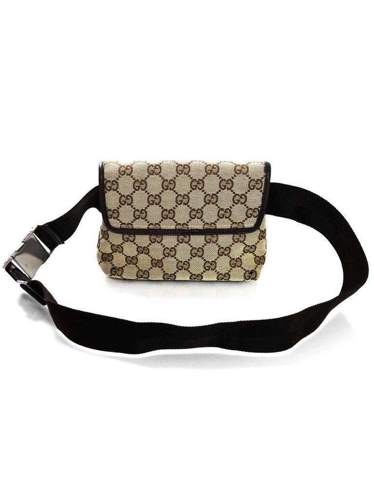 Gucci Brown Monogram Canvas Waist Pouch/Belt Bag For Sale at 1stdibs