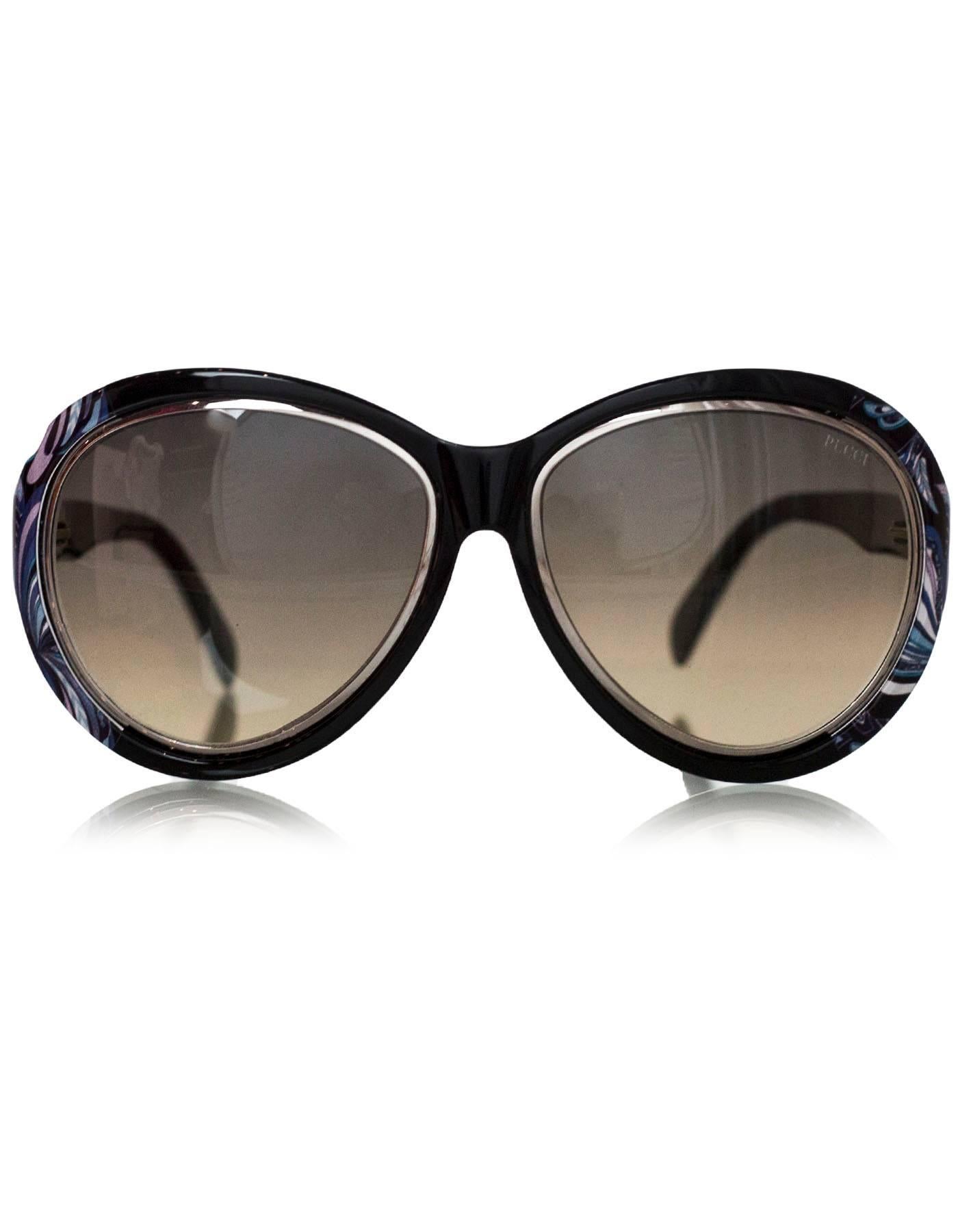Emilio Pucci Black, Blue & Purple Sunglasses In Excellent Condition In New York, NY