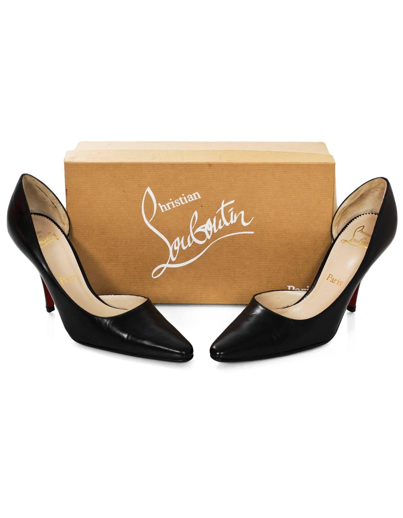 Christian Louboutin Black Leather d'Orsay Pumps Sz 37.5 with Box 2