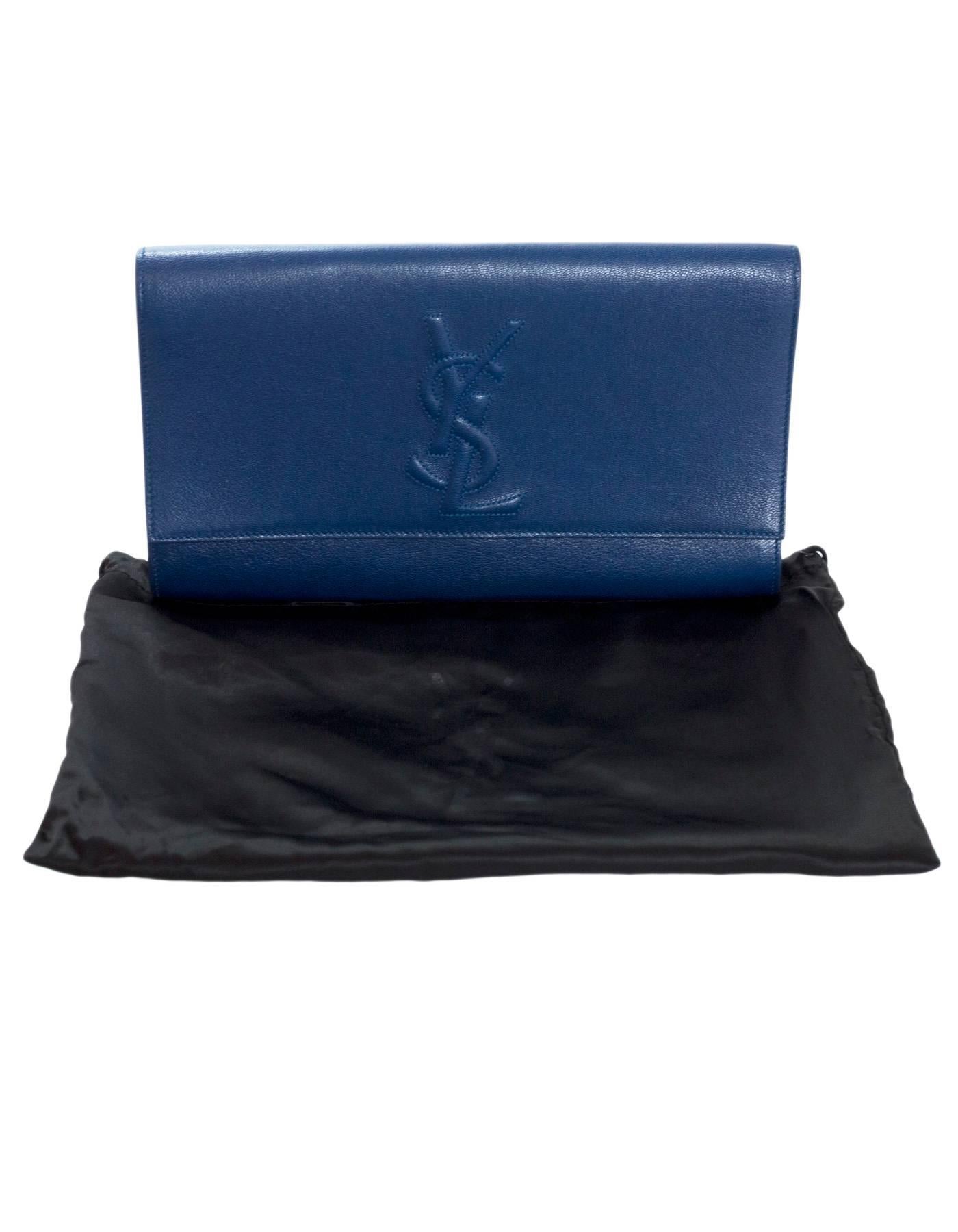 Yves Saint Laurent Blue Large Belle De Jour Clutch Bag 2