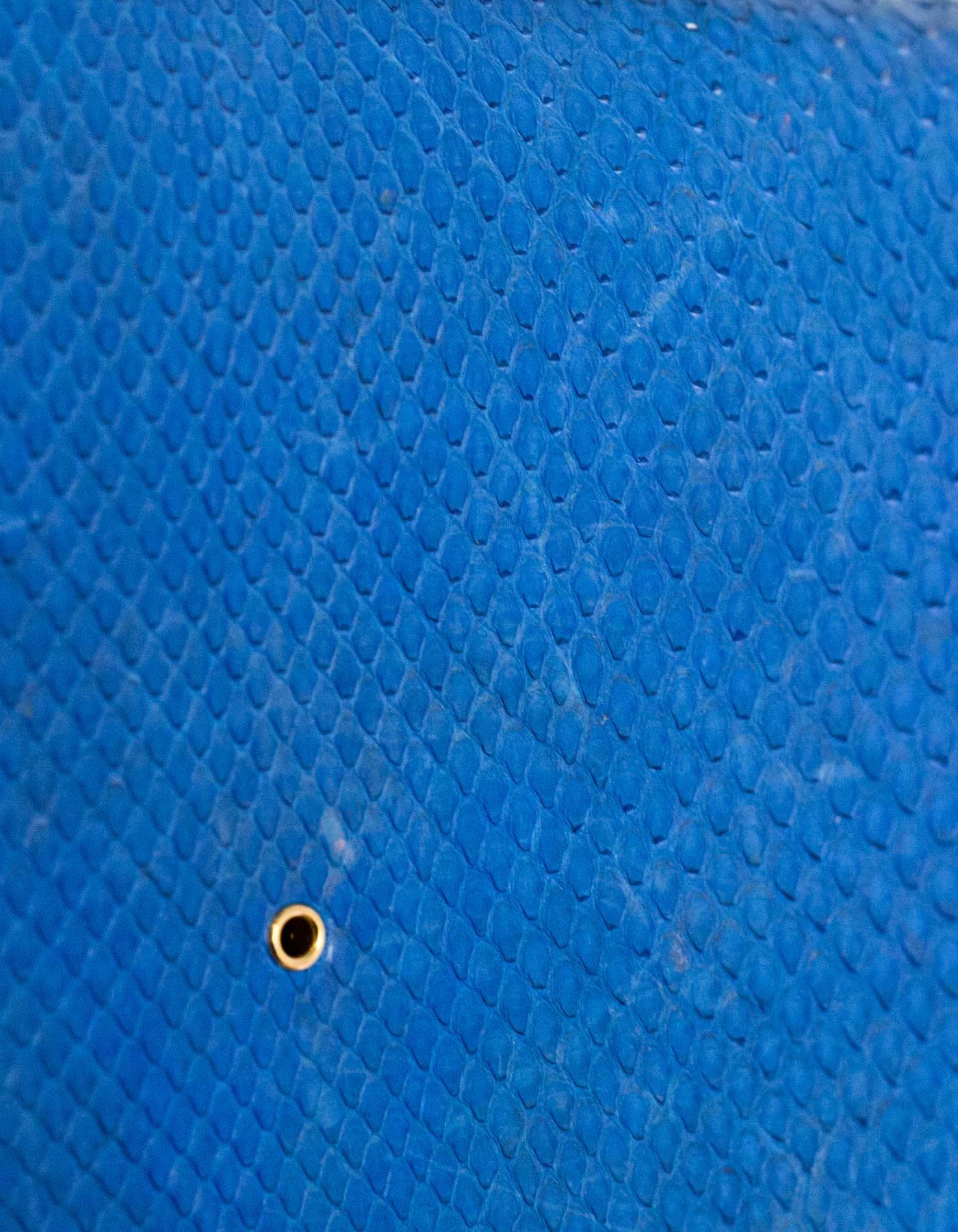 Louis Vuitton Cobalt Blue Python Chain Louise Clutch Shoulder Bag 1