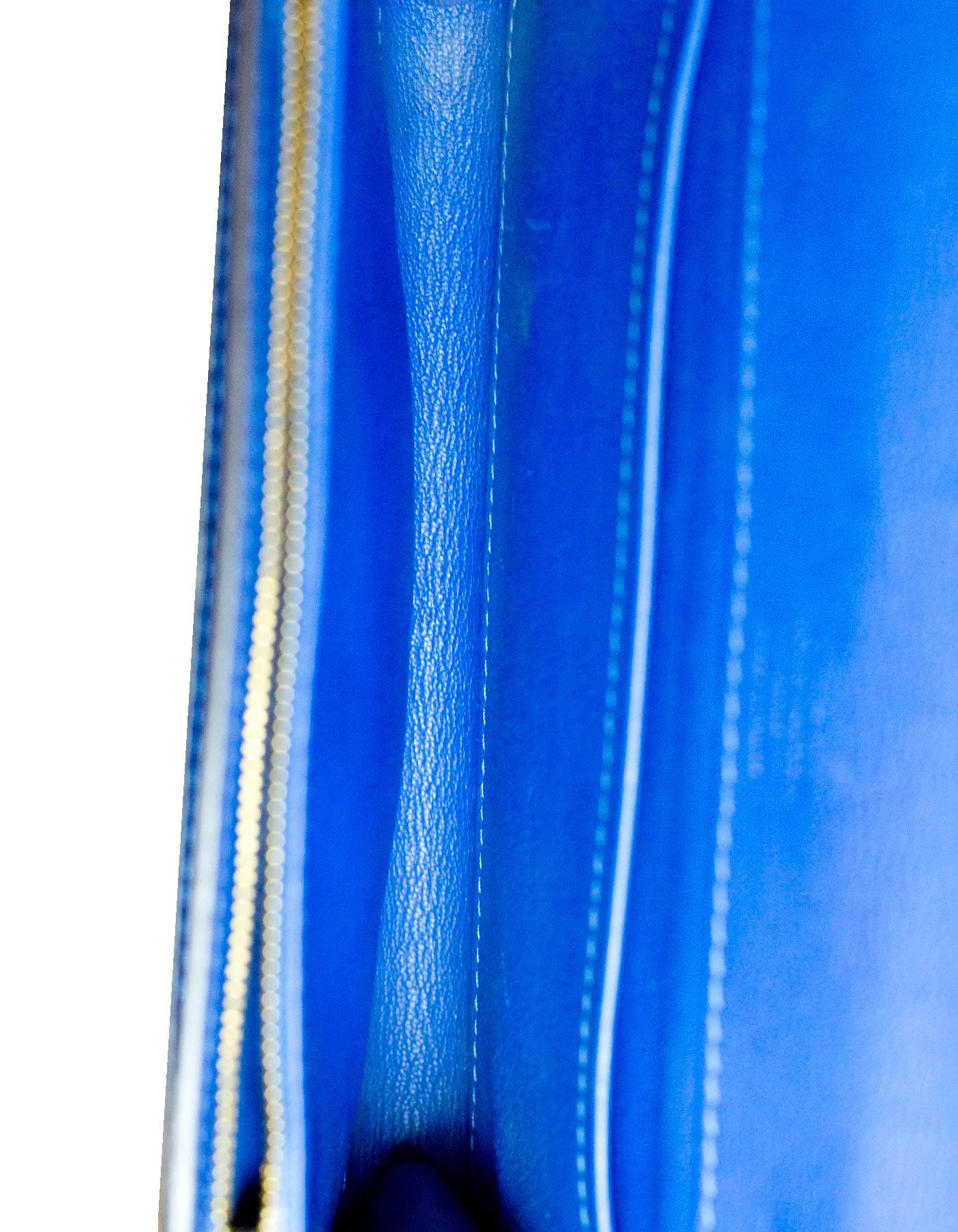 Women's Louis Vuitton Cobalt Blue Python Chain Louise Clutch Shoulder Bag