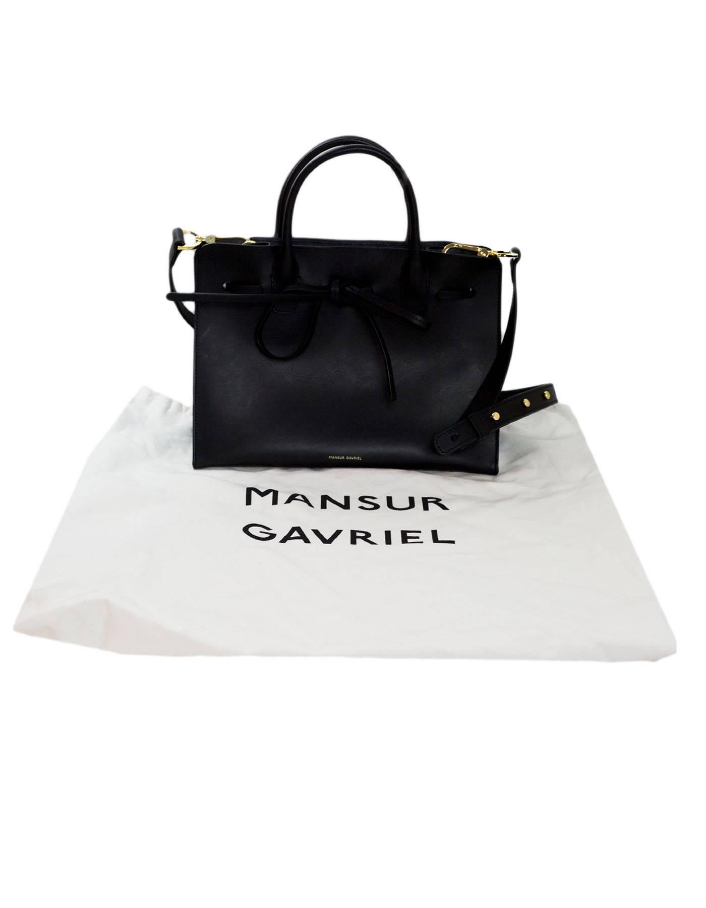 Mansur Gavriel Black Leather Mini Sun Drawstring Satchel Bag w/ Strap 4