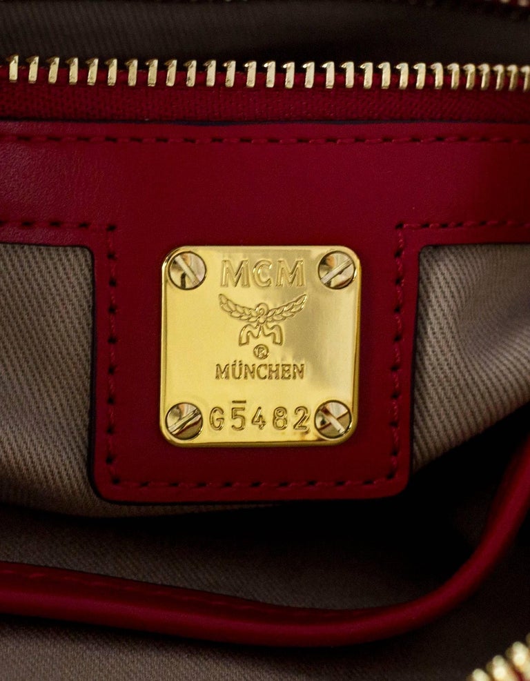 MCM Cognac Monogram Medium Flat Crossbody/Clutch Bag NWT For Sale at