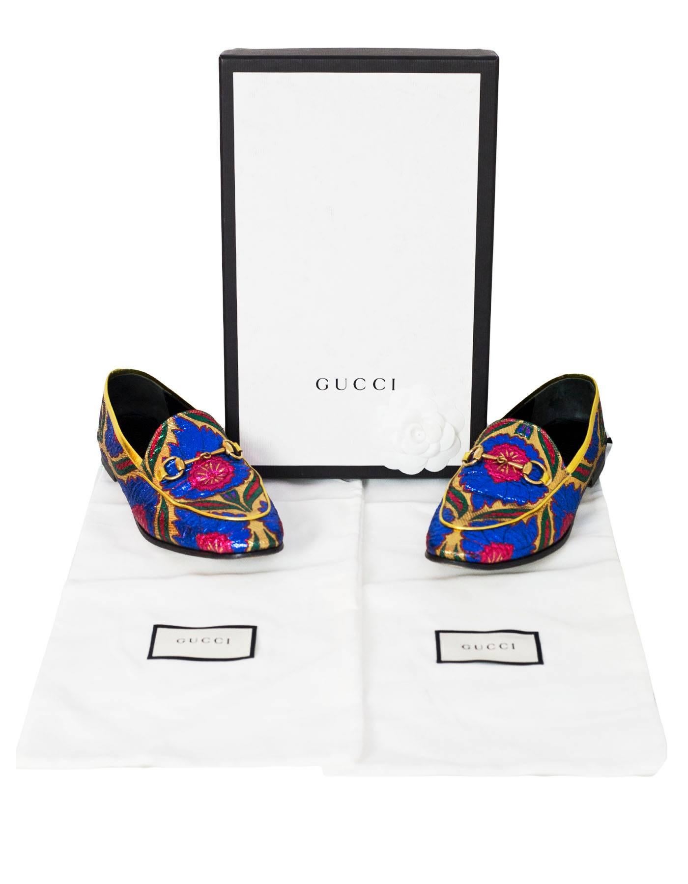 Gucci Brocade Multi-Colored Loafers Sz 38 with Box and DB 2