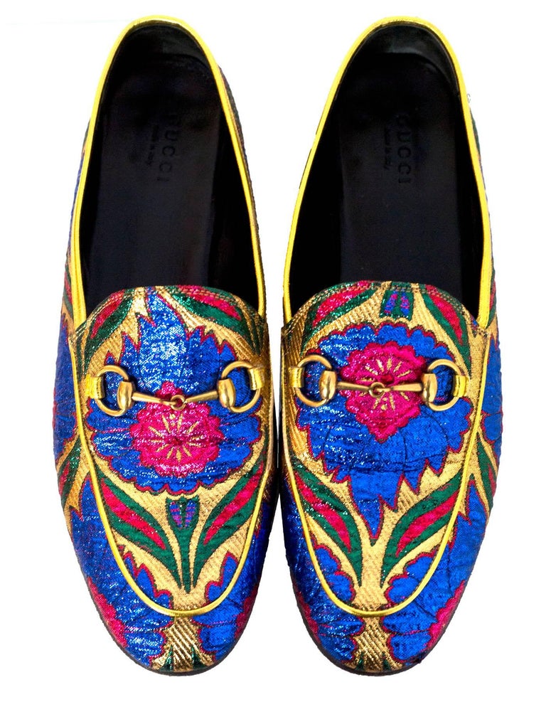 Gucci Brocade Multi-Colored Loafers Sz 38 with Box and DB For Sale at ...