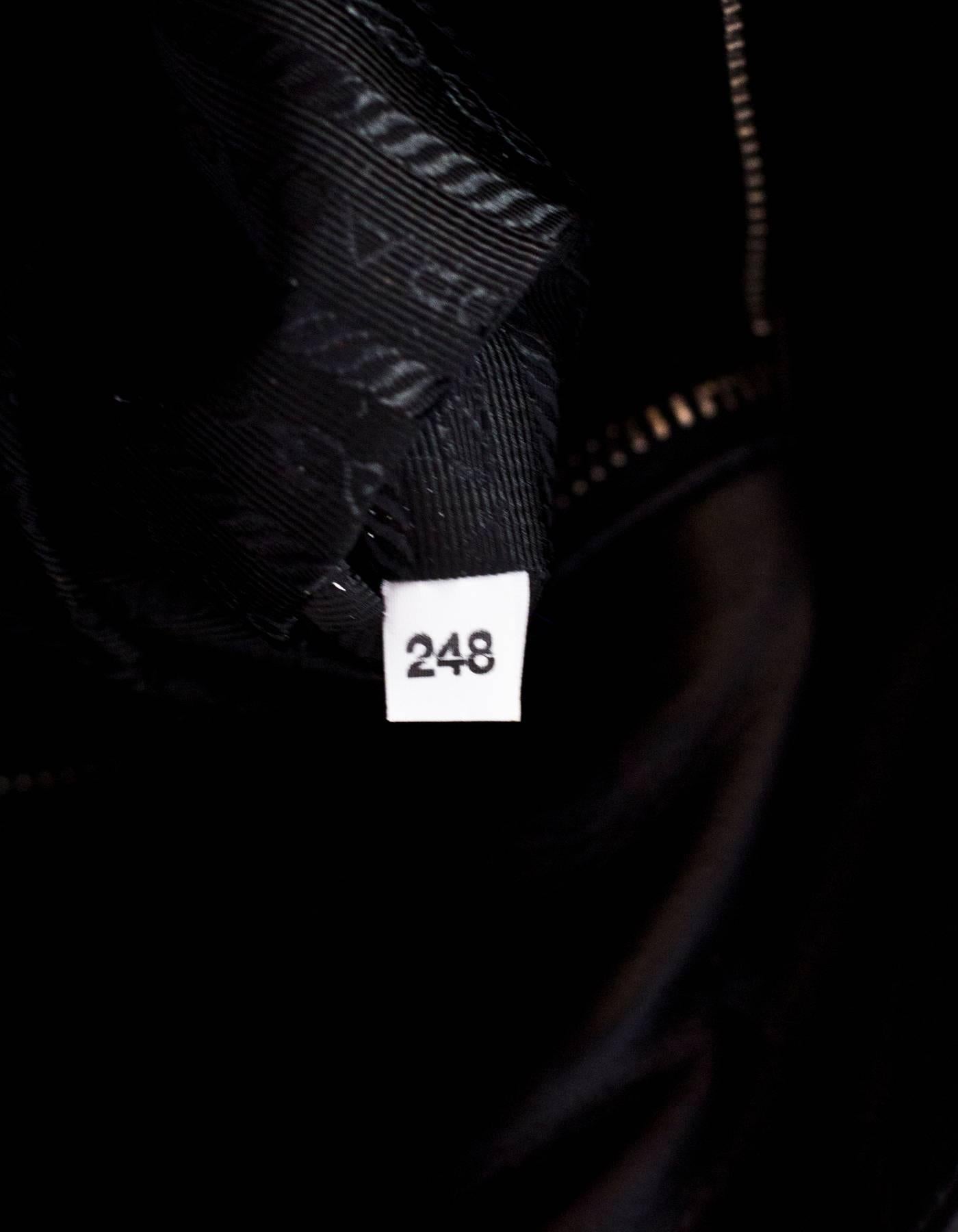 Prada Black Tessuto & Leather Grommet Tote Bag 1