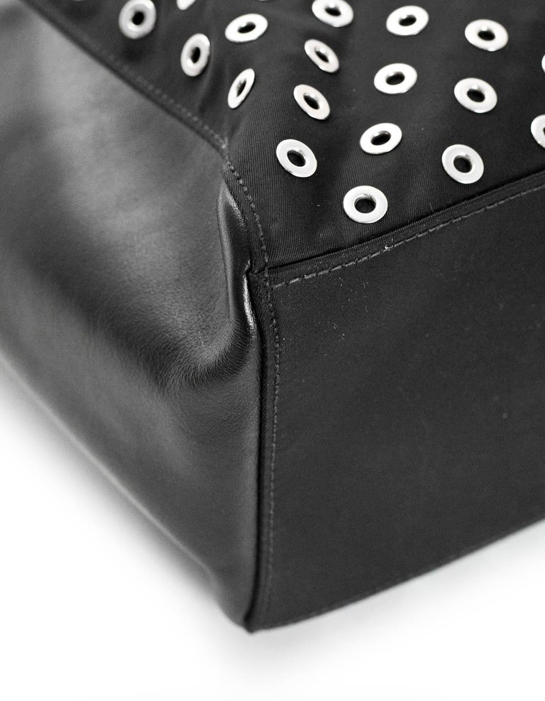 Prada Black Tessuto and Leather Grommet Tote Bag at 1stDibs prada