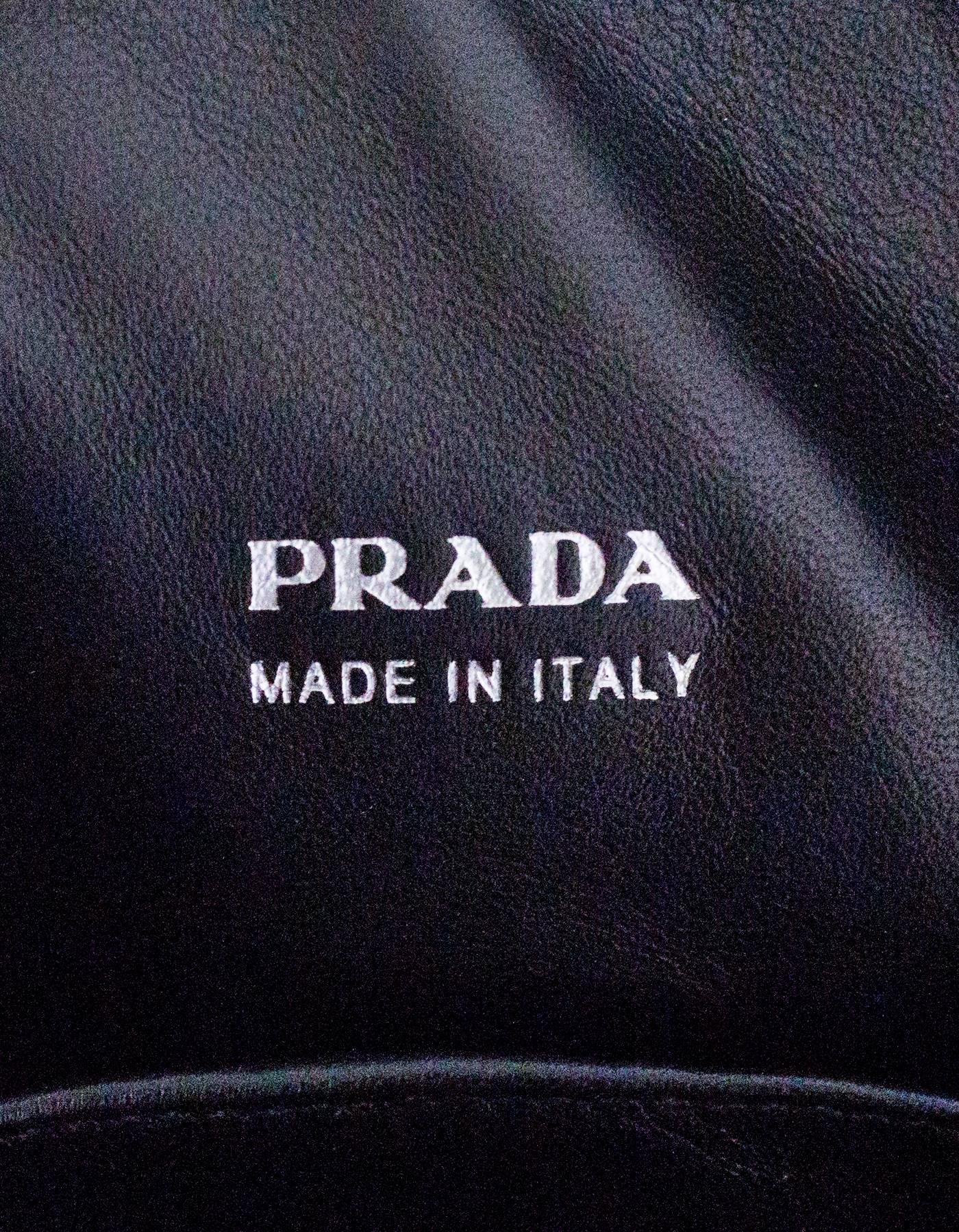 Women's Prada Black Tessuto & Leather Grommet Tote Bag