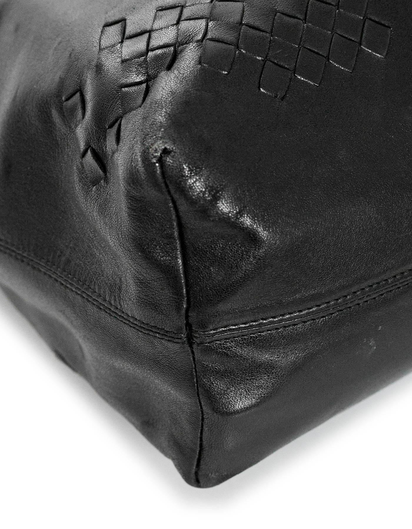 Women's or Men's Bottega Veneta Black Leather & Intrecciato Woven Tote Bag