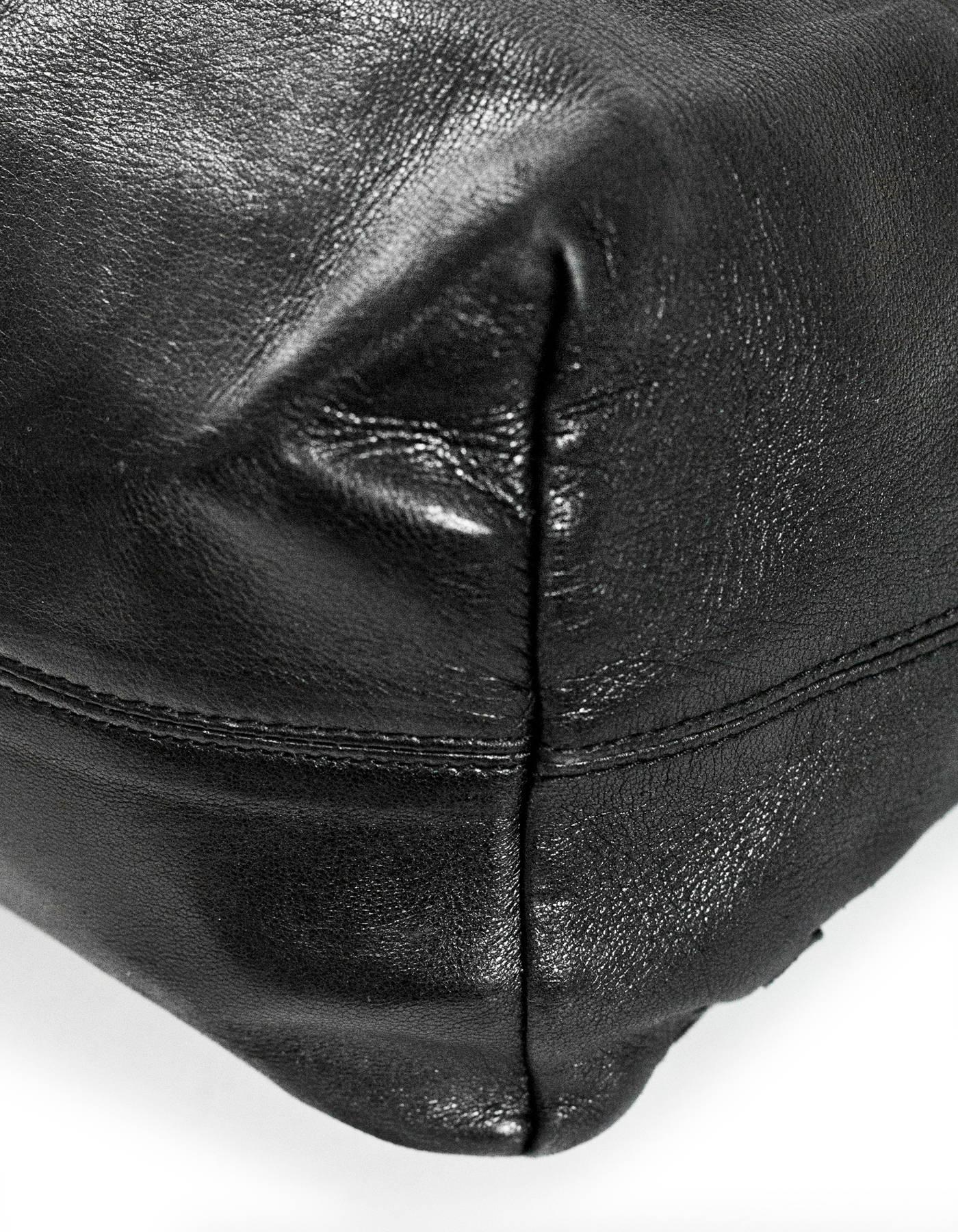 Bottega Veneta Black Leather & Intrecciato Woven Tote Bag In Good Condition In New York, NY