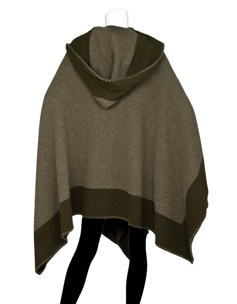 Ralph Lauren Olive Wool Hooded Cape Sz XS/S For Sale at 1stDibs