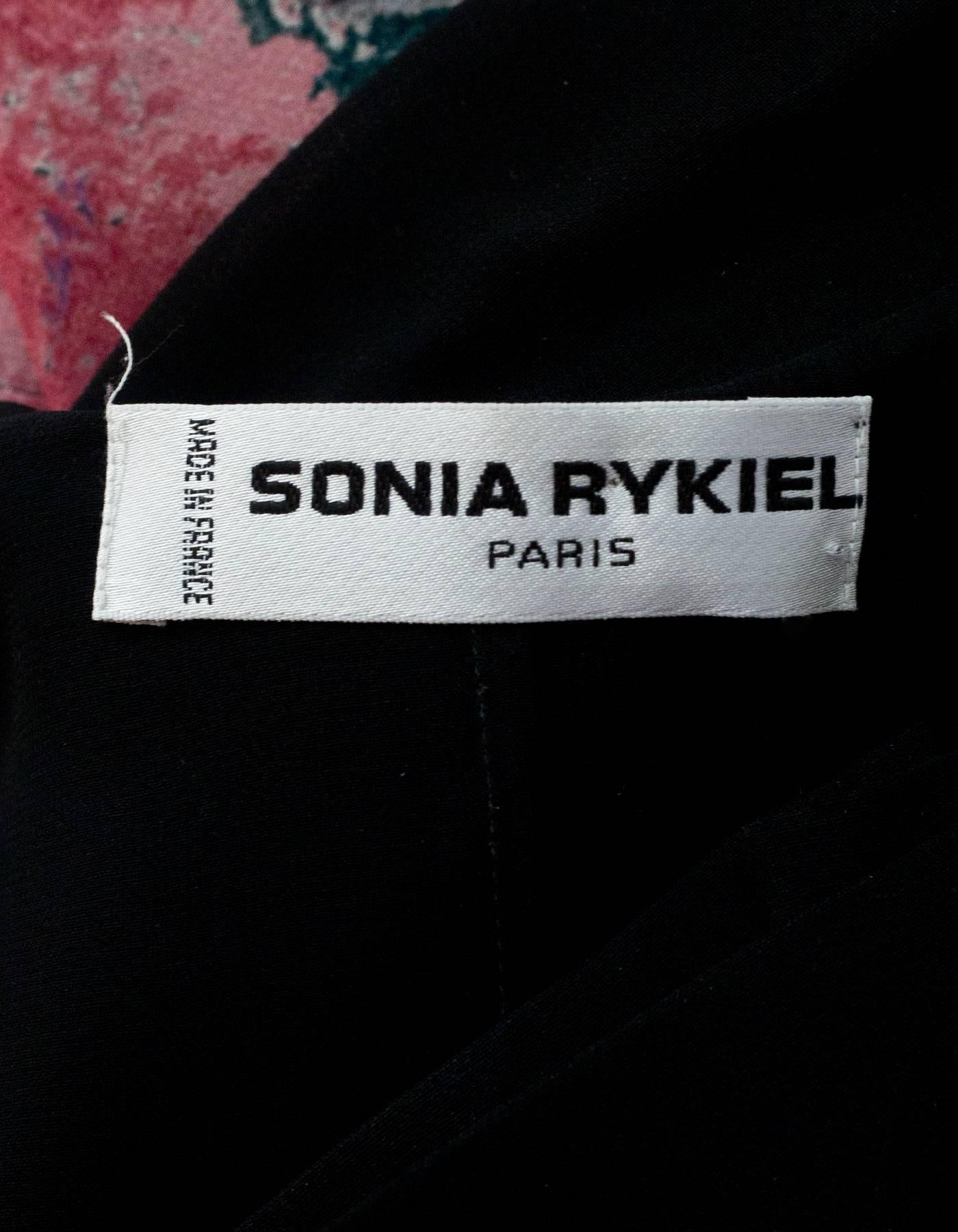Women's Sonia Rykiel Black & Pink Floral Sheer Duster/Dress Sz M