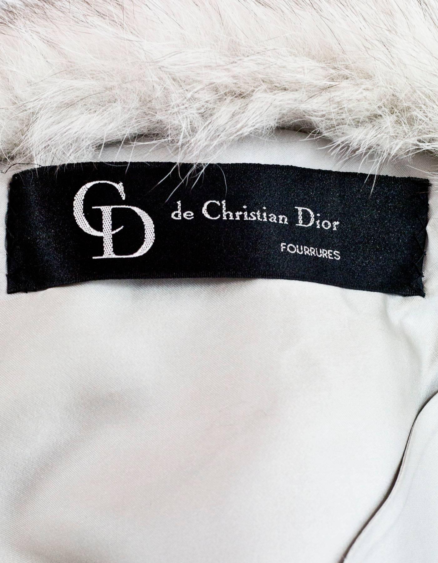 CD de Christian Dior Fourrures Silver Fox Fur Coat Sz L In Excellent Condition In New York, NY