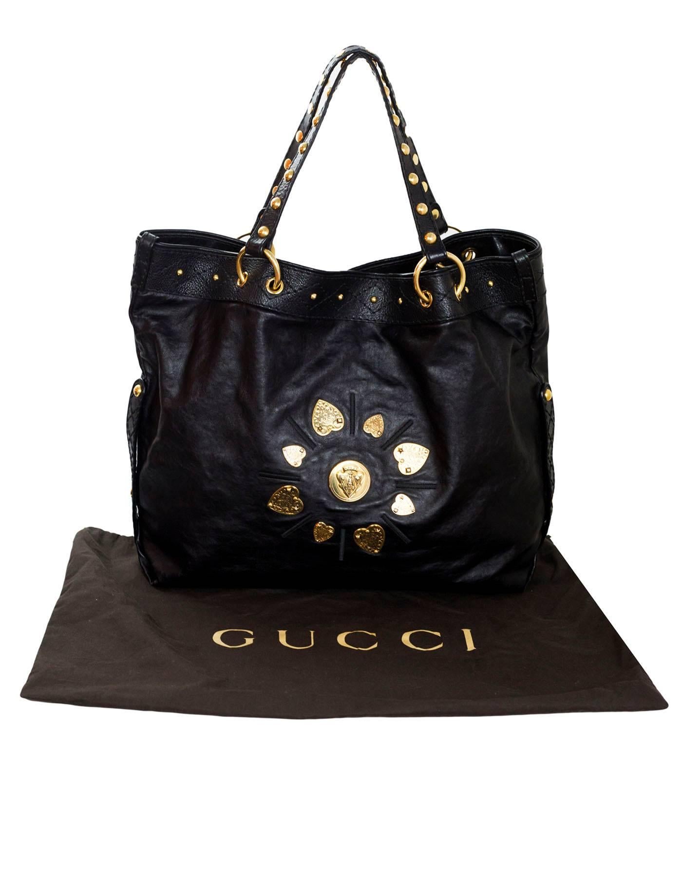 Gucci Black Leather Irina Hysteria Tote Bag 5