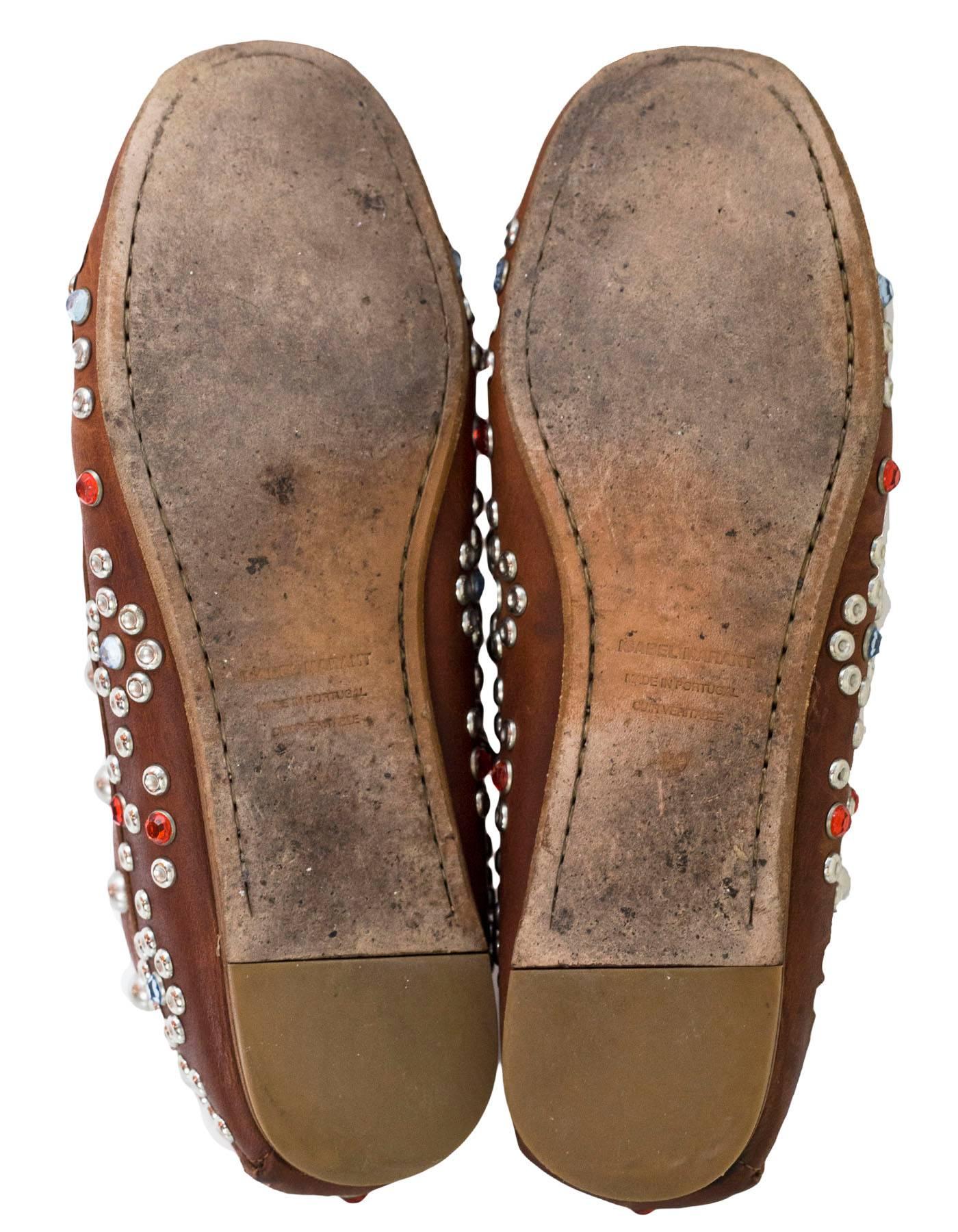 Women's Isabel Marant Brown Studded Loafers Sz 40