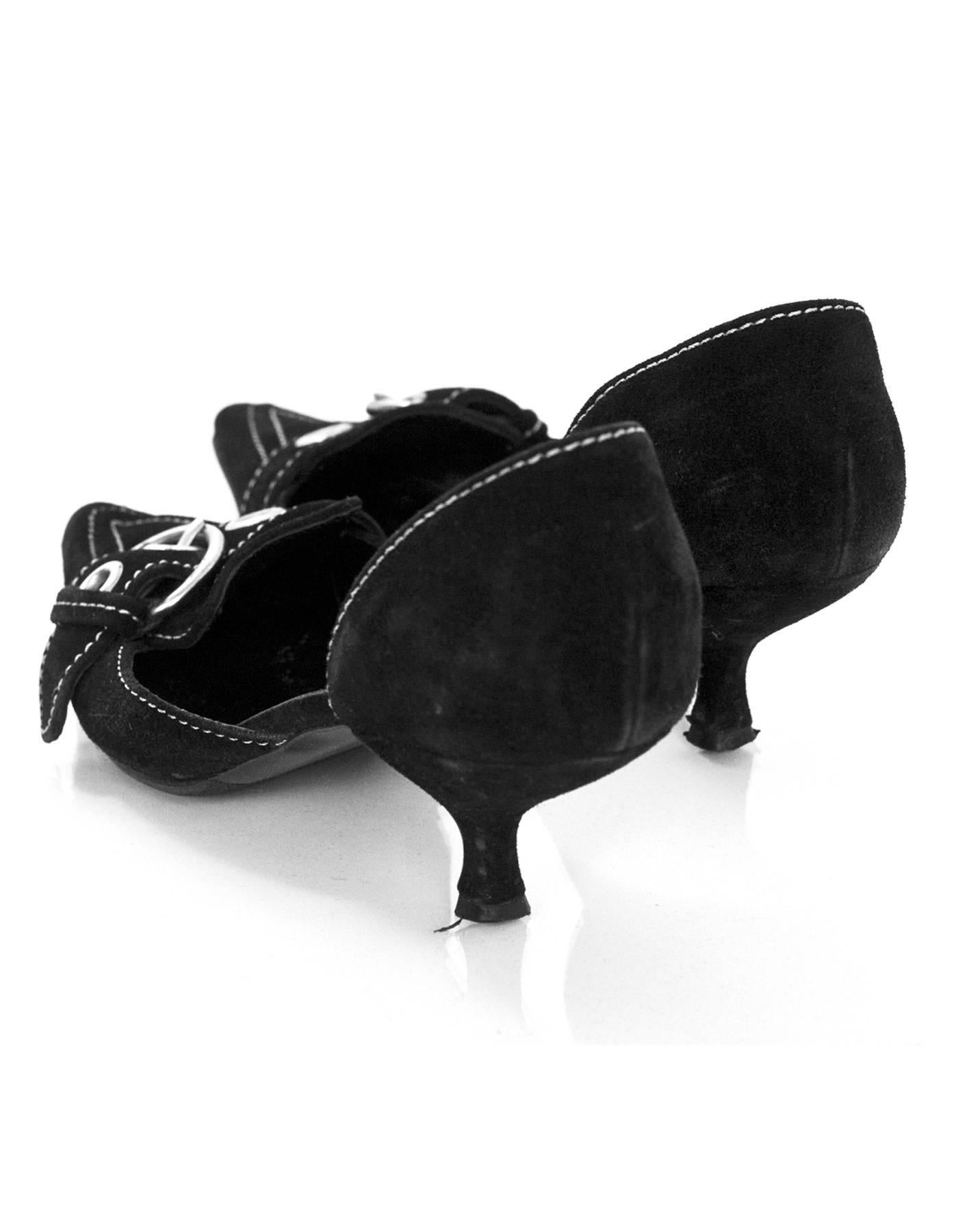 Women's Prada Black Suede d'Osay Kitten Heels Sz 8