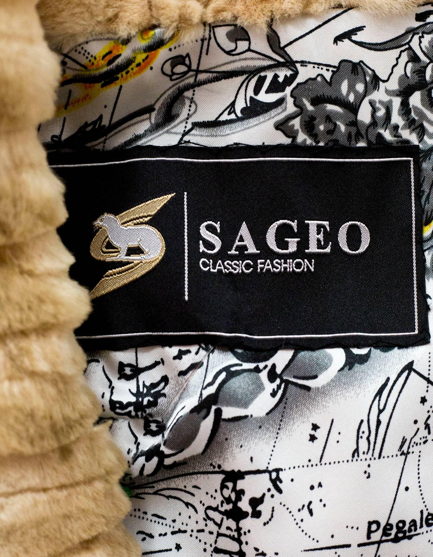 Women's Sageo Beige Rabbit Fur Jacket Sz S