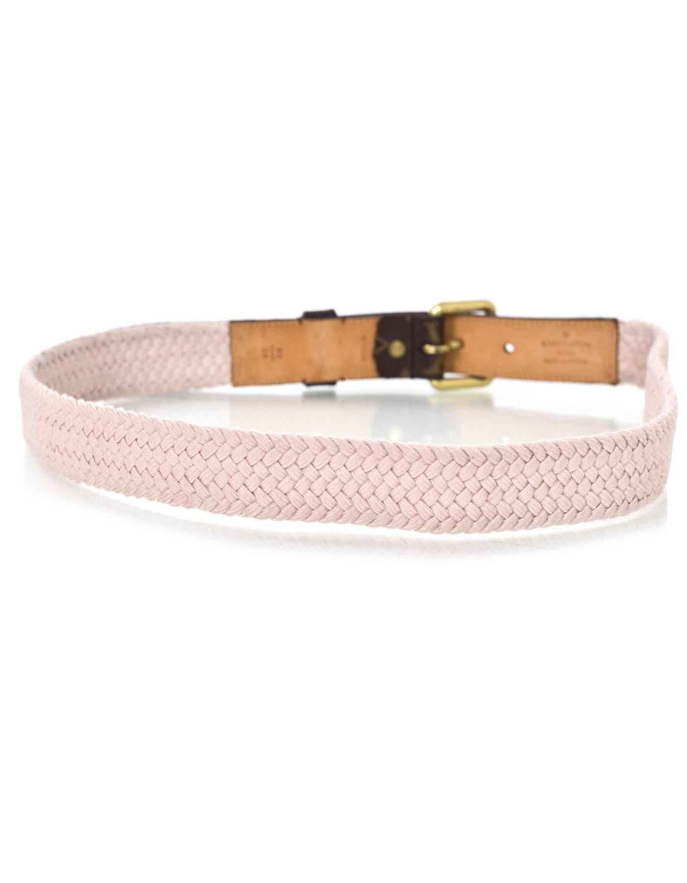 Louis Vuitton Runway Pink Woven & Monogram Belt Sz 90 In Excellent Condition In New York, NY
