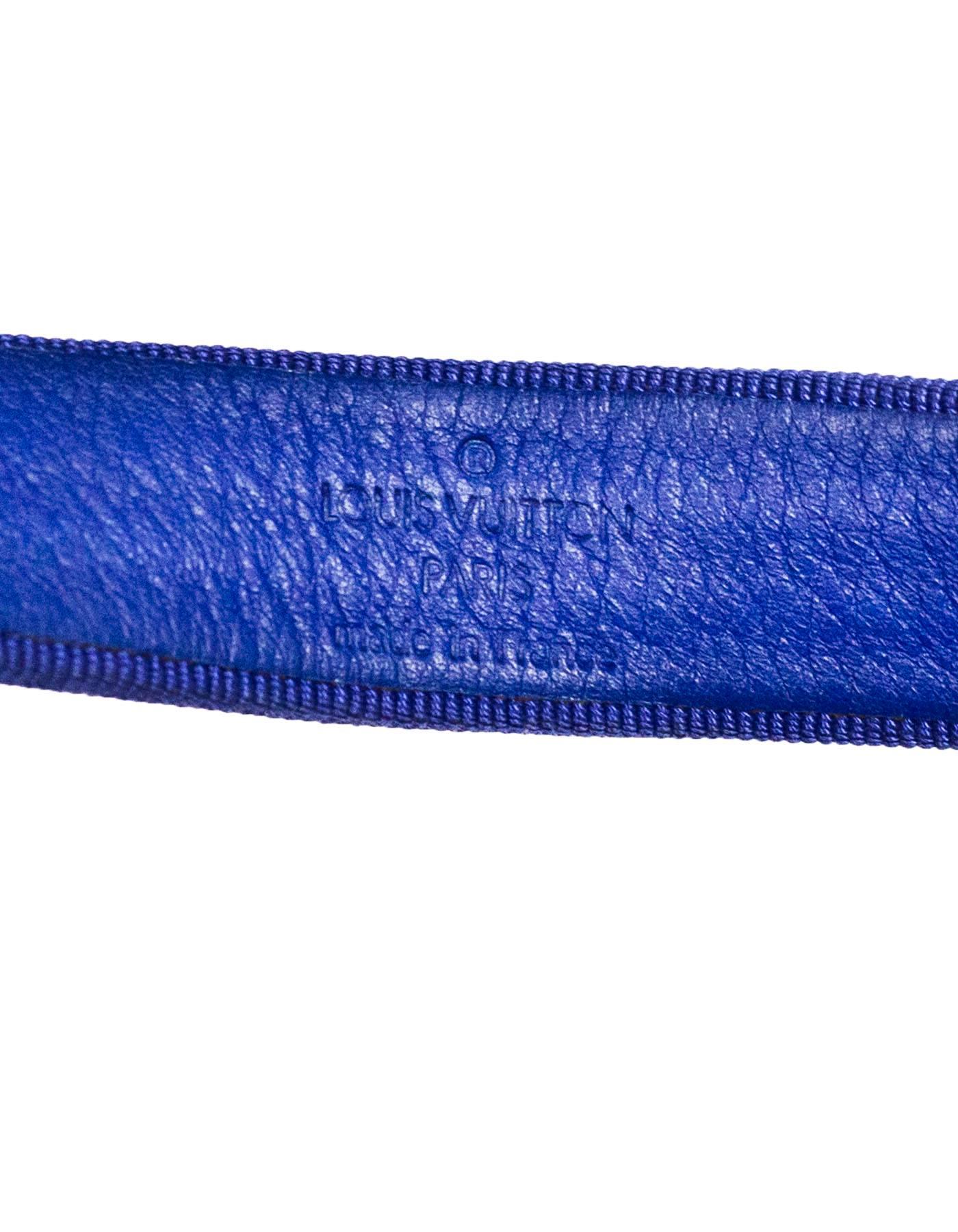 Louis Vuitton Runway Periwinkle Embossed Croc & Stingray Belt Sz 70 In Excellent Condition In New York, NY