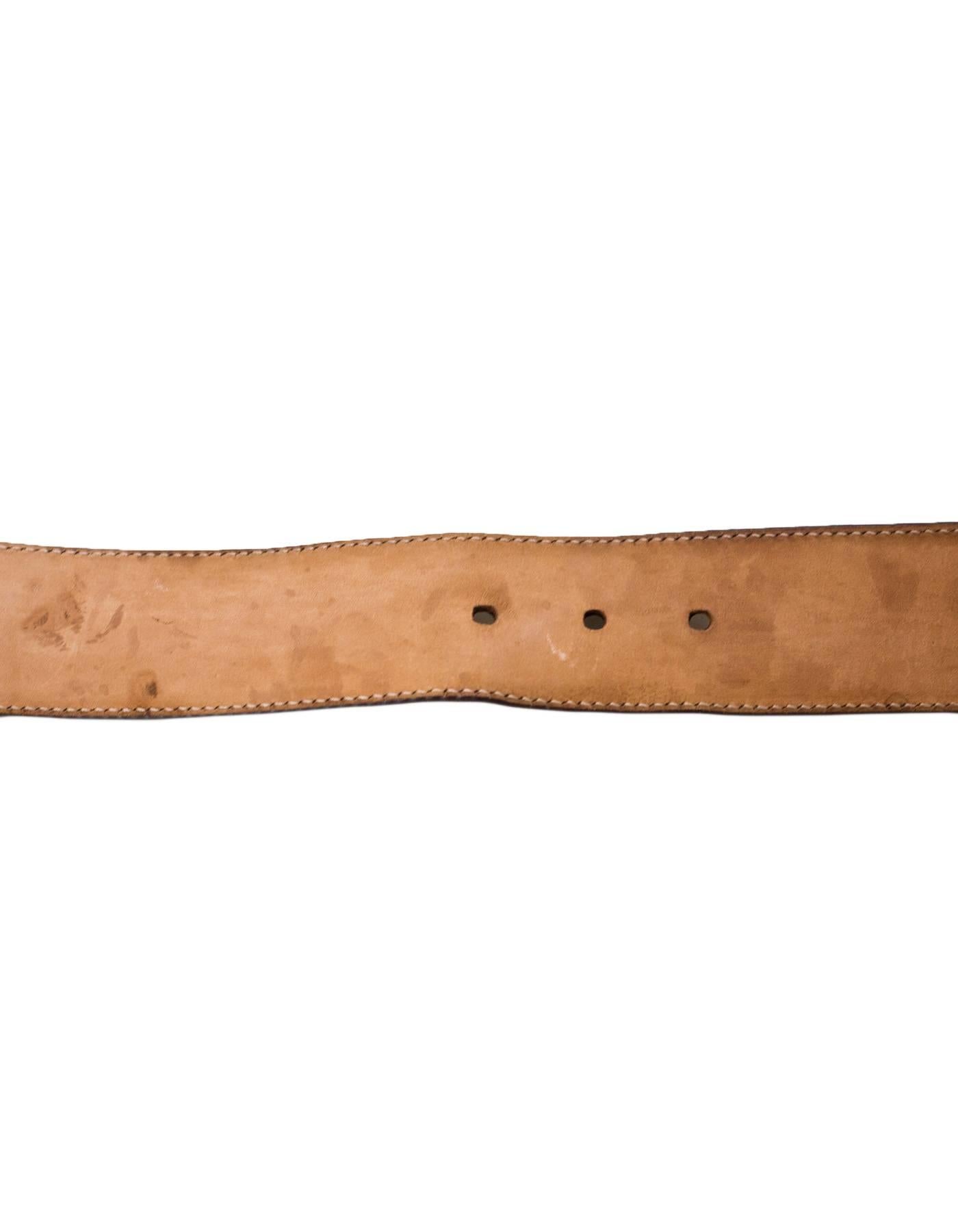 Gucci Bronze Metallic Guccissima Monogram Leather Belt Sz 85/34