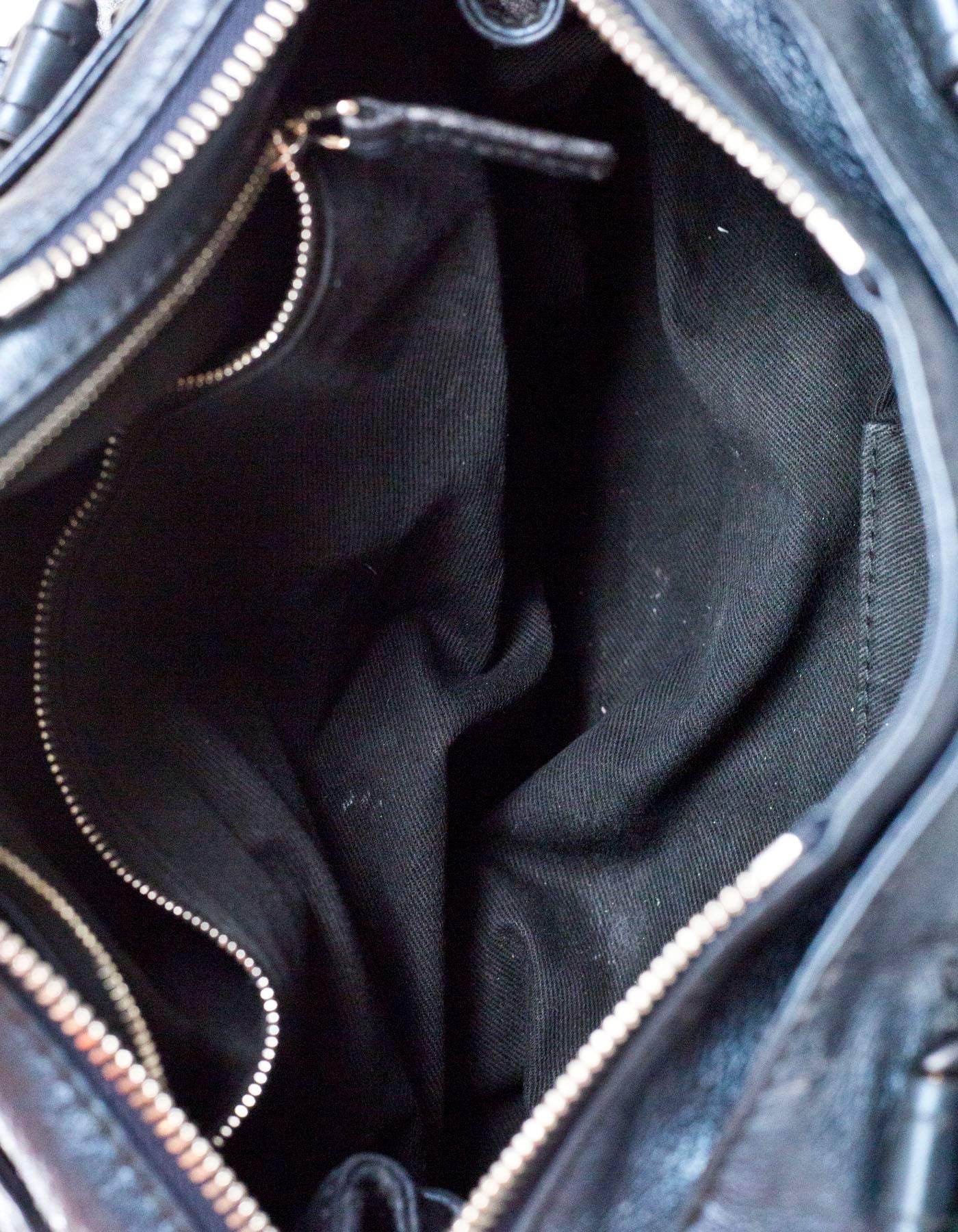 Black Chloe Blue Metallic Leather Paddington Bag